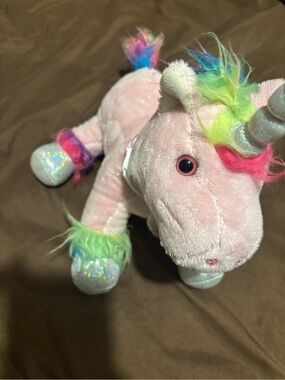 Plush Pink Unicorn Toy with Rainbow Mane - Soft Kids Stuffed Animal
